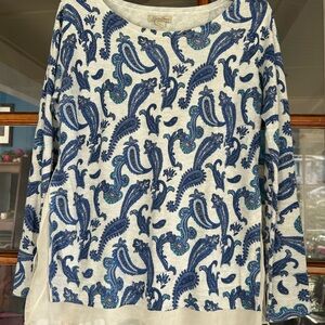 Lucky Brand Blue and White Paisley Knit